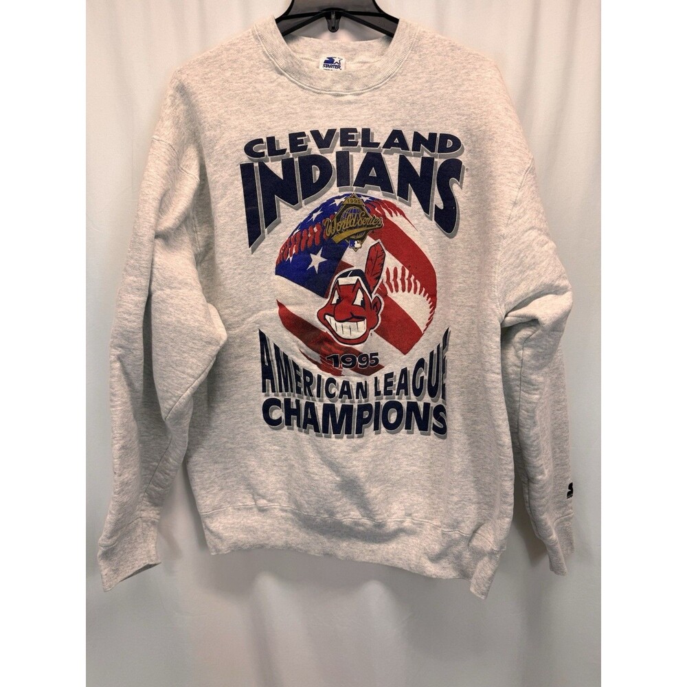 Starter American League Champions 1995 Cleveland Indians Sweatshirt XL USA Vtg